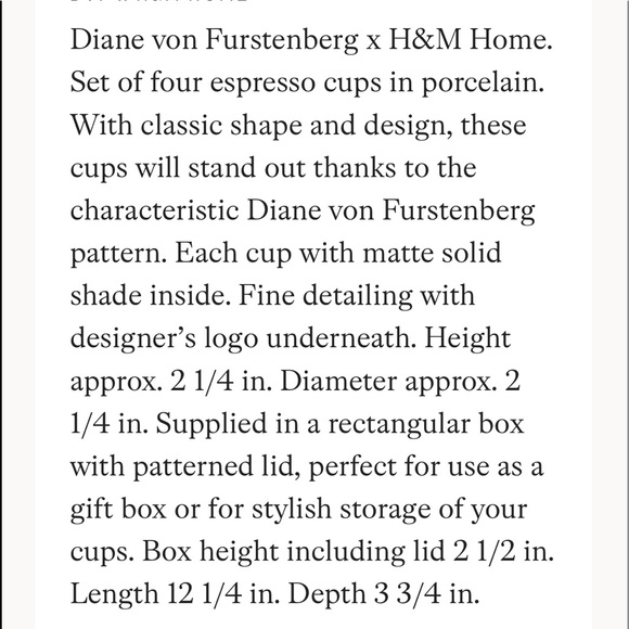 DVF x H&M Espresso Cups - Picture 10 of 10